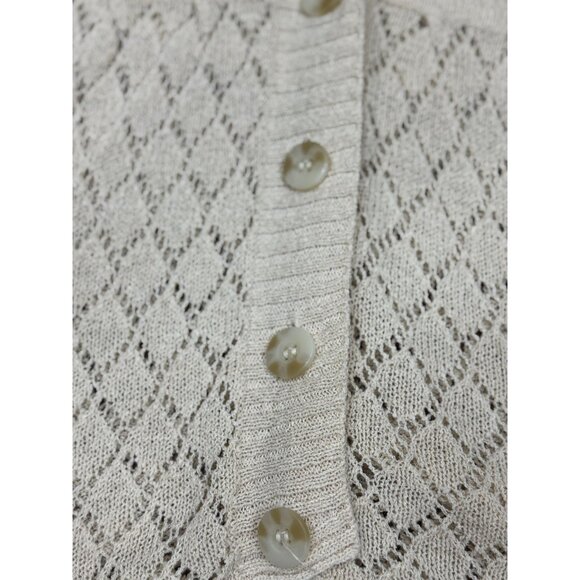 BANDOLINO Womens S Vintage Cream Shorth Sleeve Open Knit Cardigan Sweater Dress - Picture 8 of 11